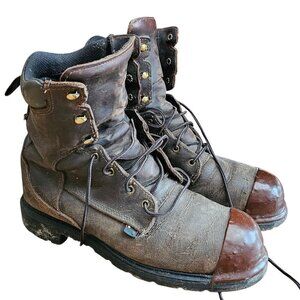 RED WING Mens Steel Toe Leather Work Boots Size 9 Brown Lace Up ASTM F2413-18 EH